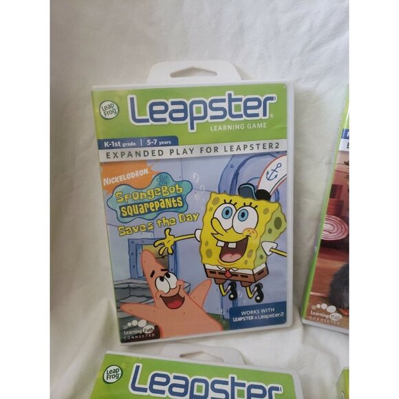 4 Leap Frog Leapster Games SpongeBob, Ratatouille,Disney Fairies & UP Used - Picture 2 of 5